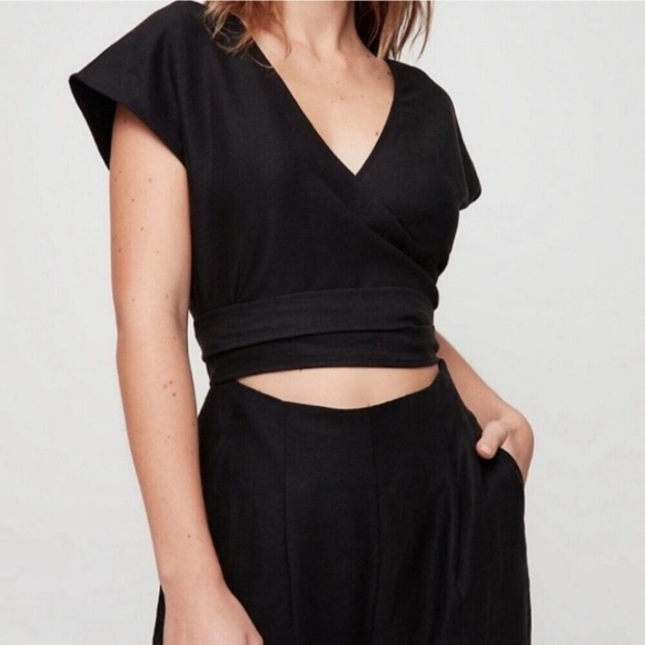 Aritzia Wilfred Brax Jumpsuit Linen Lyocell Cutout  Wide Leg Size 6 - Picture 3 of 11